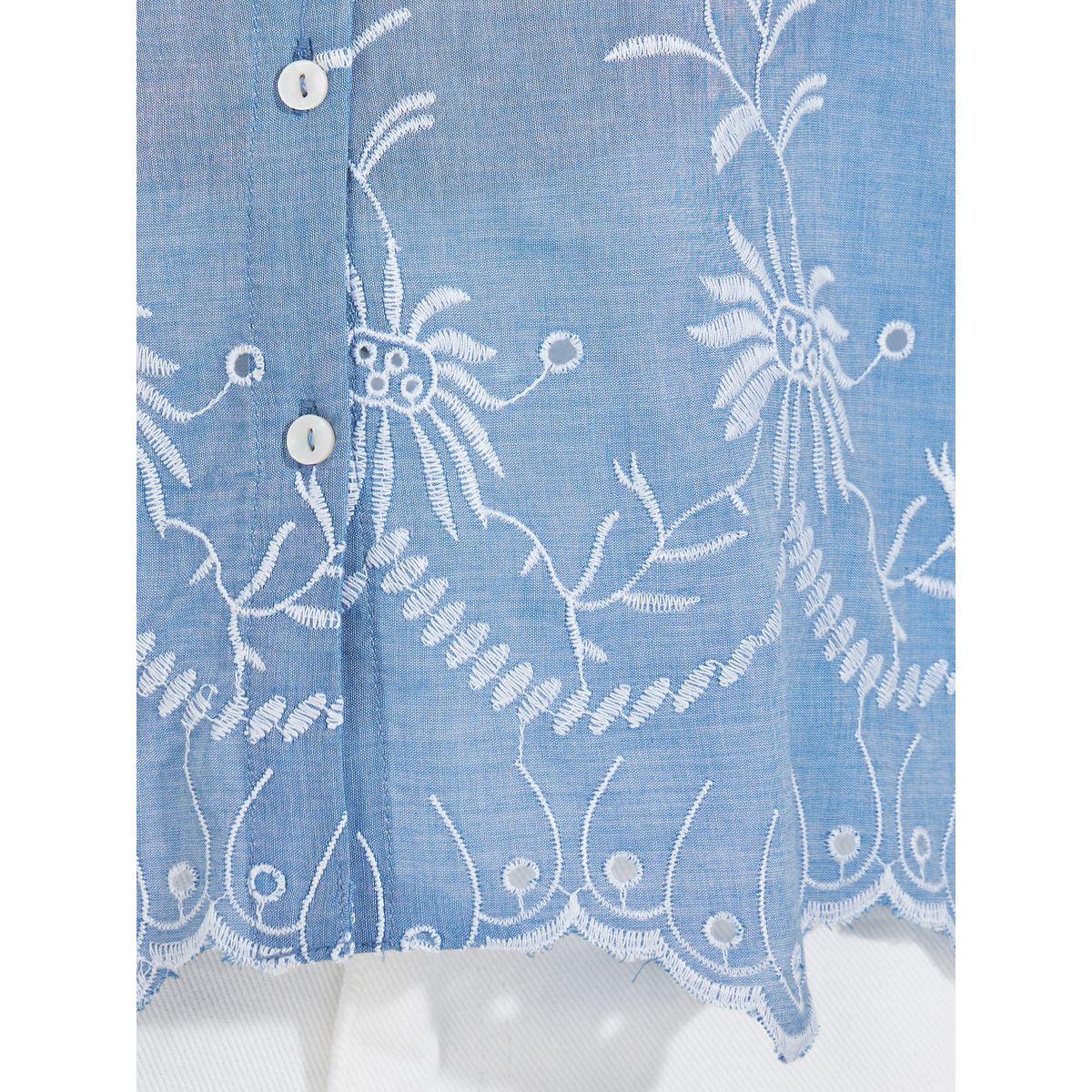 Styli Schiffli Embroidered Top with Cuffed Sleeves-women-clothing-shirtsandblouses-blouses-image-3