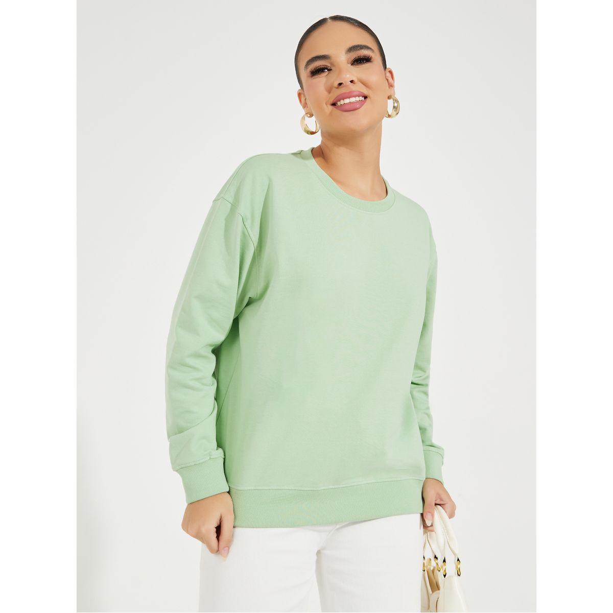 سويت شيرت سادة بقصة عادية-women-winterwear-hoodiesandsweatshirts-sweatshirts-image-1
