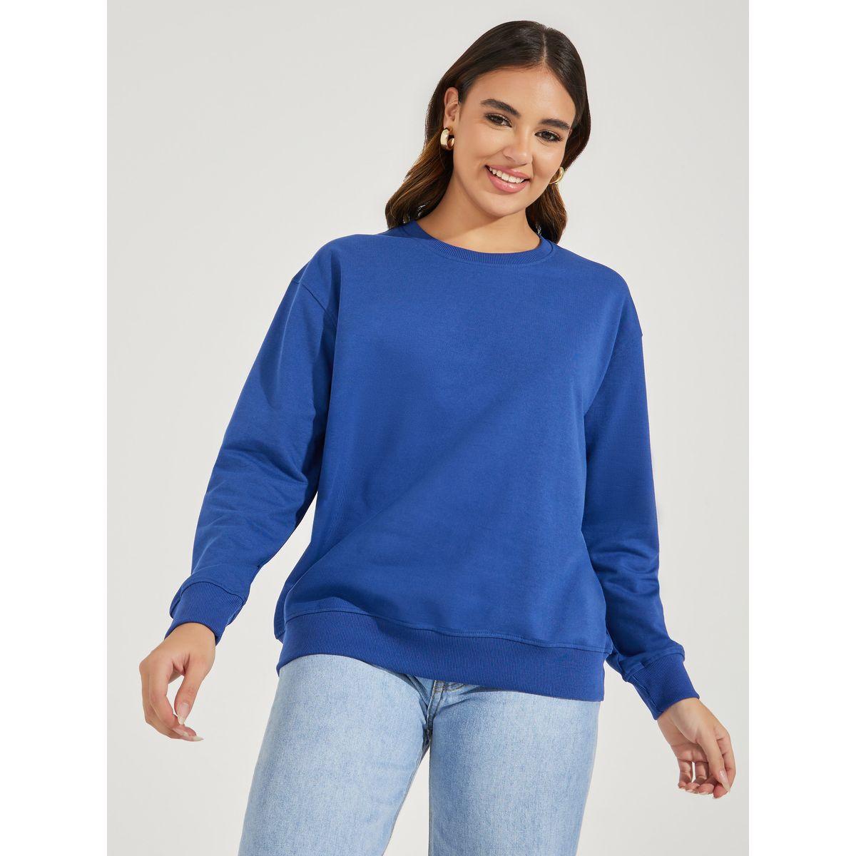Styli Solid Regular Fit Sweatshirt-women-winterwear-hoodiesandsweatshirts-sweatshirts-image-1