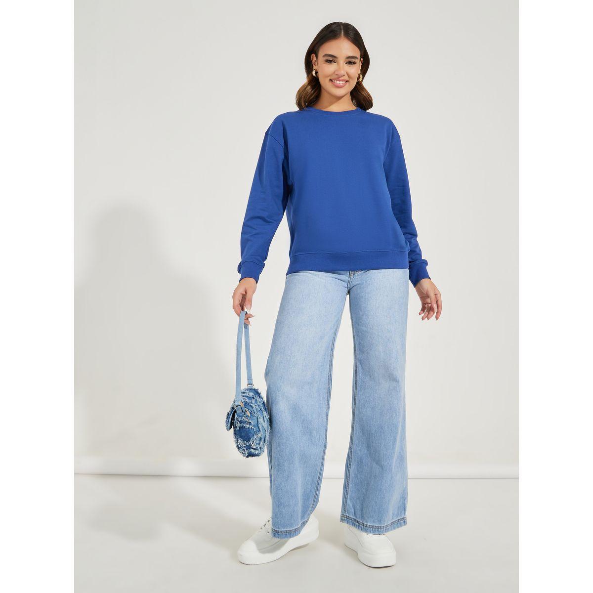 Styli Solid Regular Fit Sweatshirt-women-winterwear-hoodiesandsweatshirts-sweatshirts-image-2