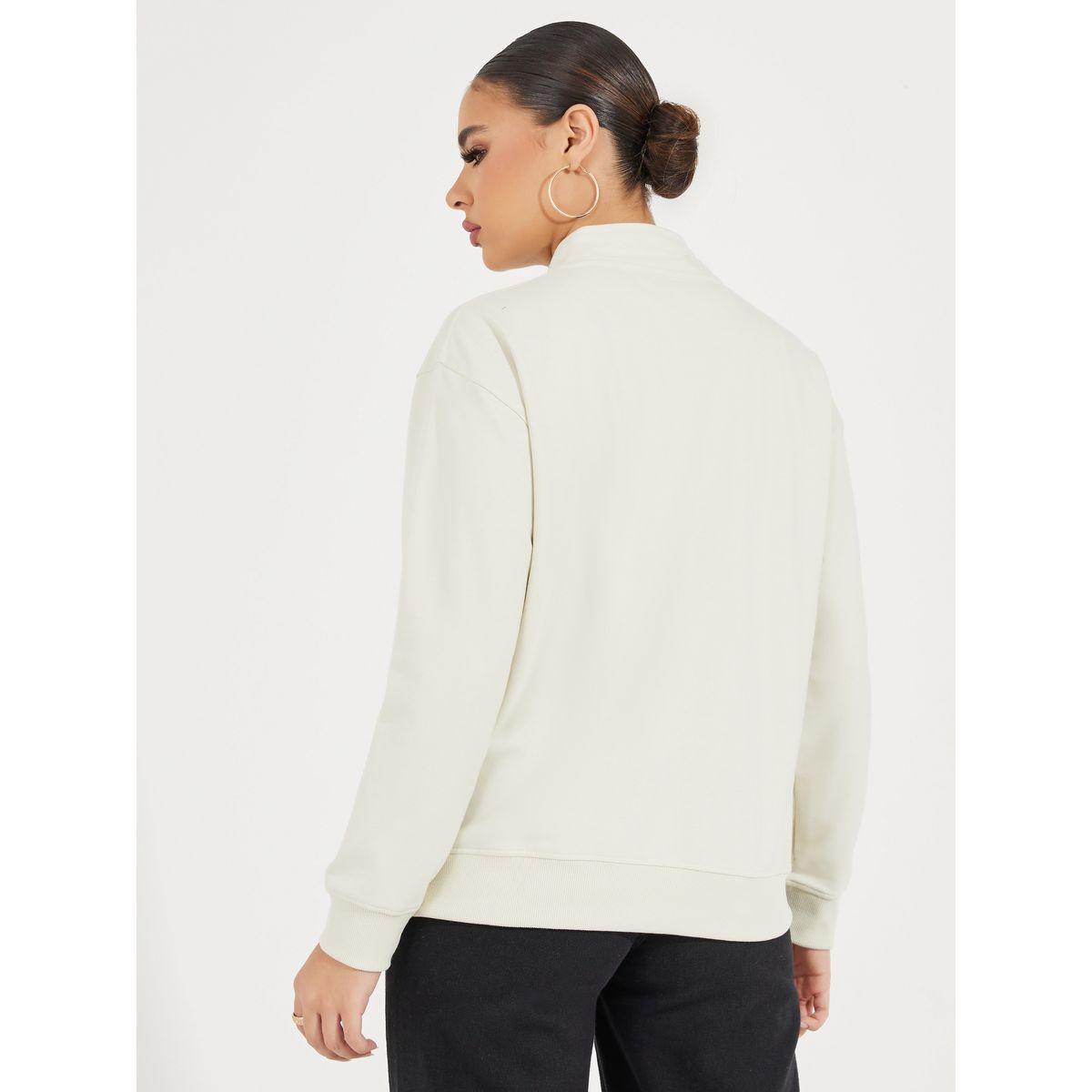 Styli Solid Regular Fit Half Zip Sweatshirt-women-winterwear-hoodiesandsweatshirts-sweatshirts-image-4