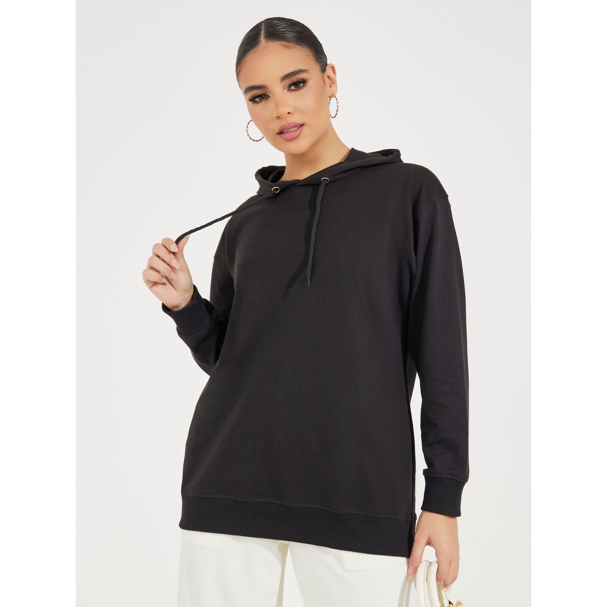 Styli Solid Regular Fit Longline Hoodie-women-winterwear-hoodiesandsweatshirts-hoodies-image-1