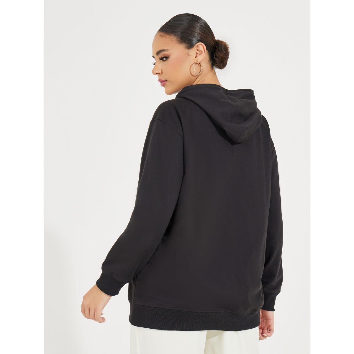 Styli Solid Regular Fit Longline Hoodie-women-winterwear-hoodiesandsweatshirts-hoodies-image-4