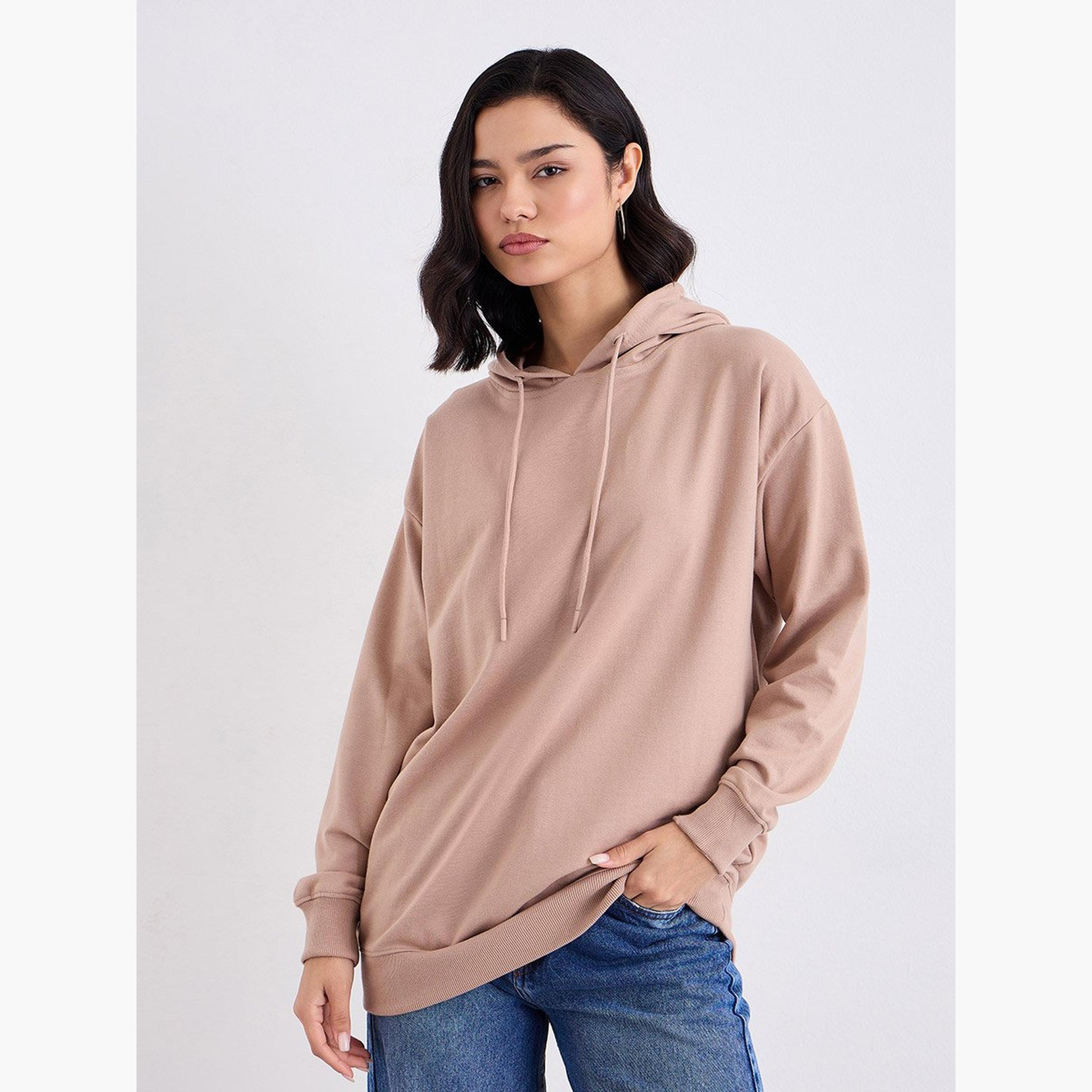 Styli Solid Hooded Neck Long Sleeves Women's Hoodie-women-winterwear-hoodiesandsweatshirts-hoodies-image-1
