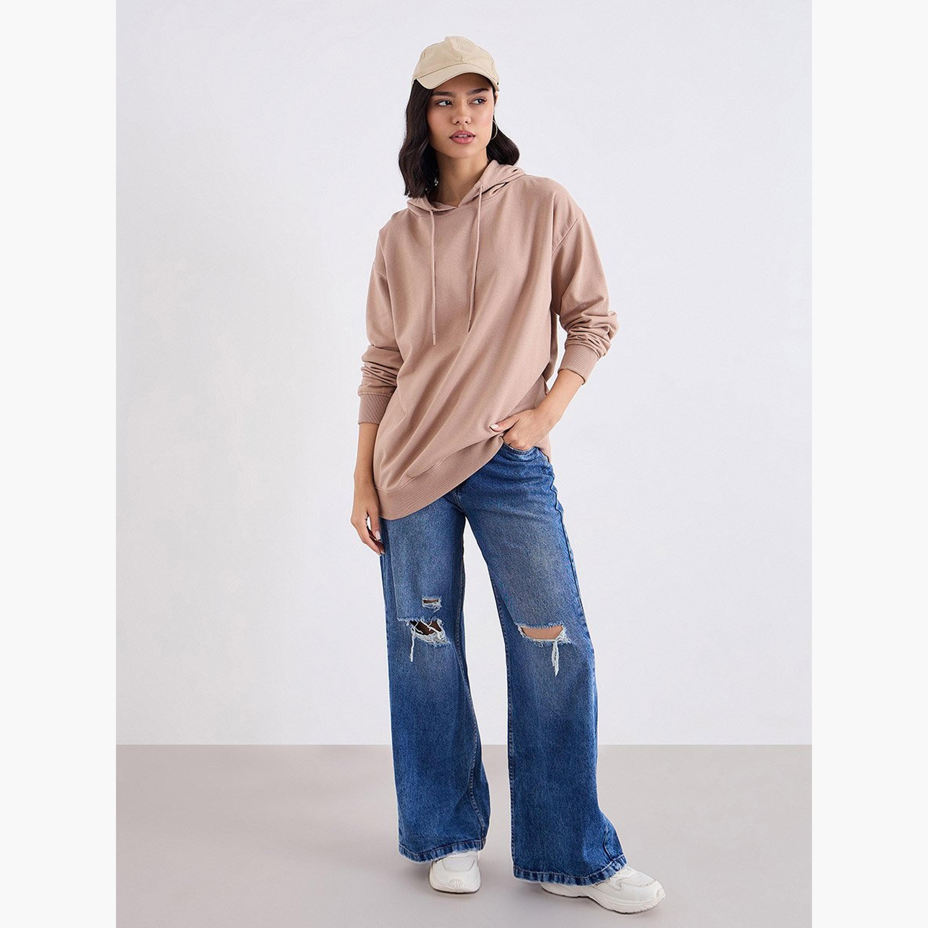 Styli Solid Hooded Neck Long Sleeves Women's Hoodie-women-winterwear-hoodiesandsweatshirts-hoodies-image-2