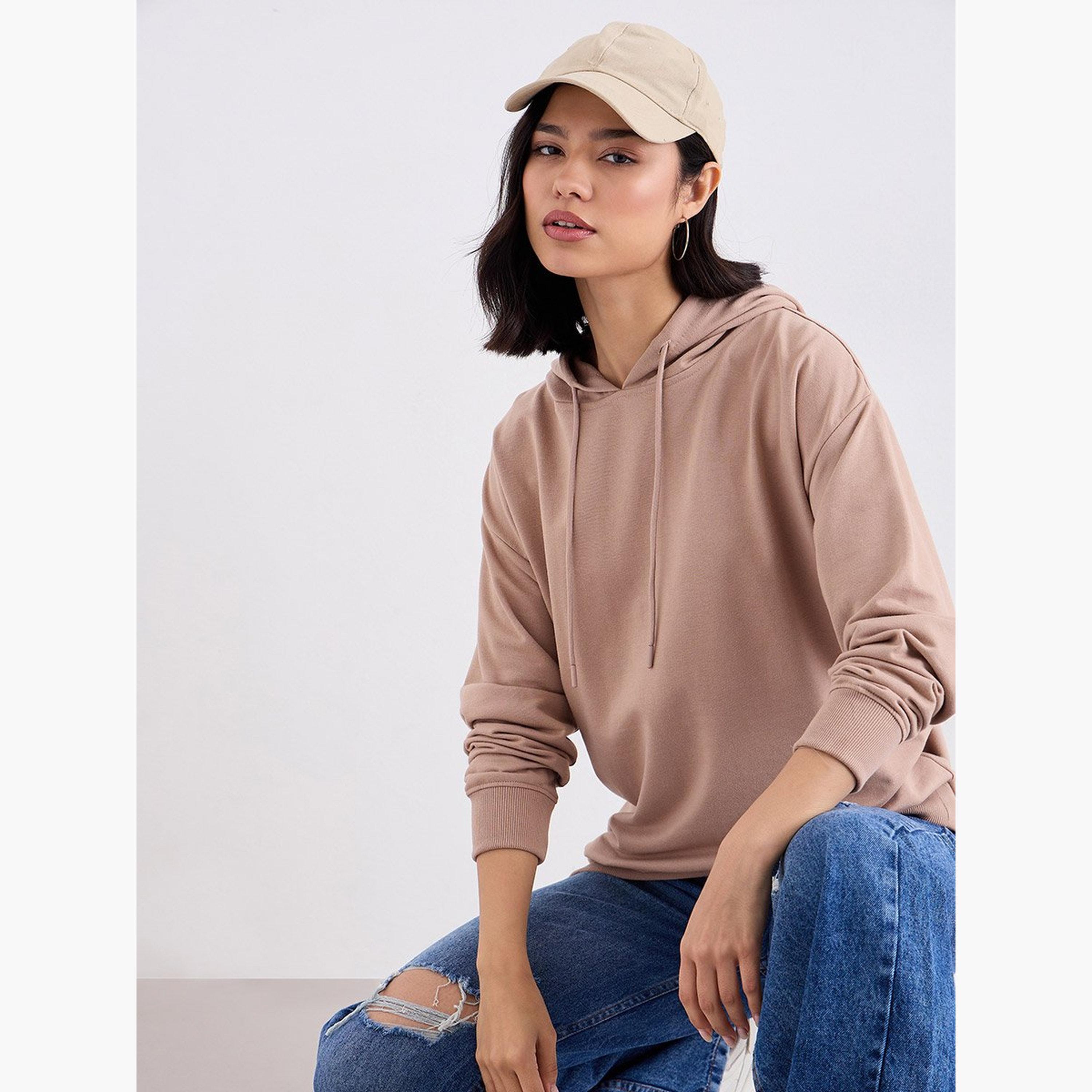 Styli Solid Hooded Neck Long Sleeves Women's Hoodie-women-winterwear-hoodiesandsweatshirts-hoodies-image-5
