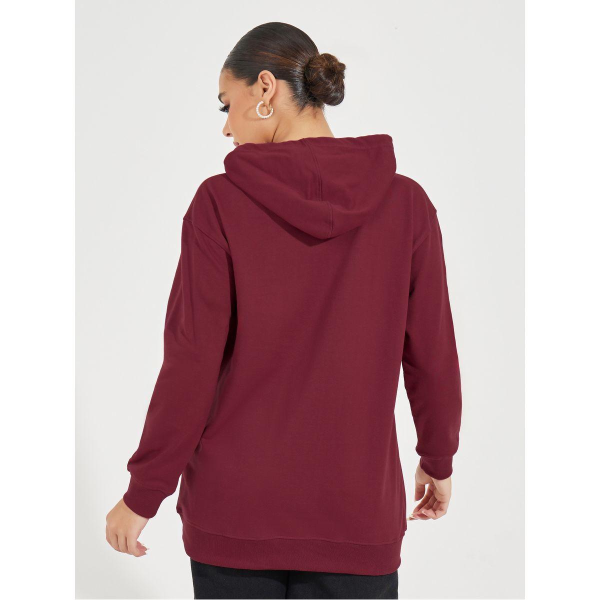 Styli Solid Regular Fit Longline Hoodie-women-winterwear-hoodiesandsweatshirts-hoodies-image-4