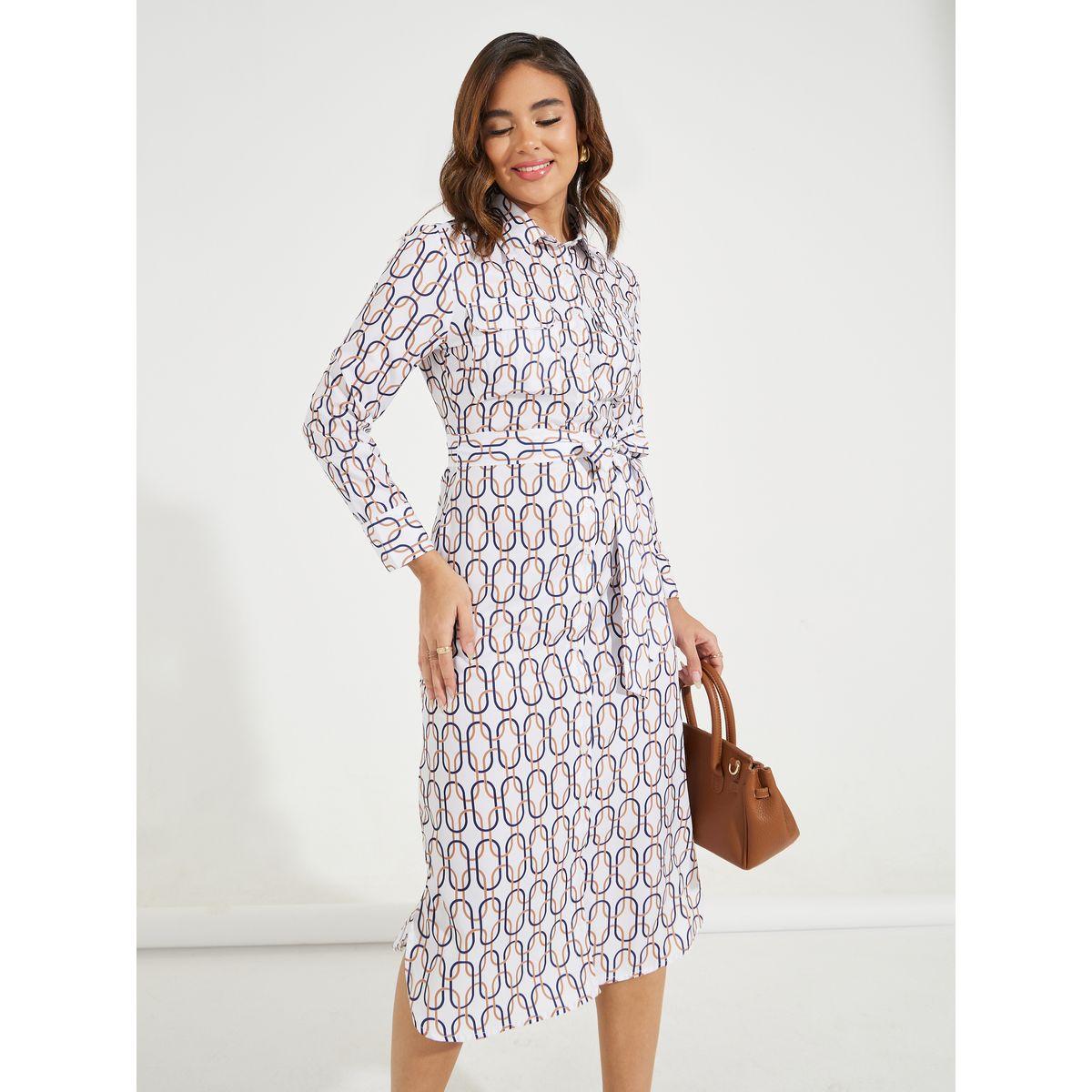 فستان ميدي مطبع بالكامل مع حزام خصر-women-clothing-dresses-image-5