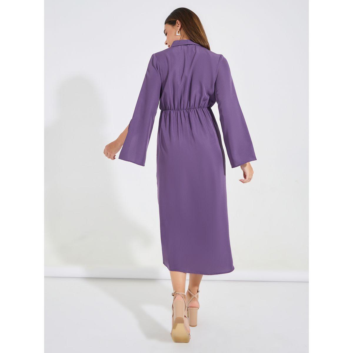 فستان ميدي مزين بازرار مع شق امامي-women-clothing-dresses-image-6