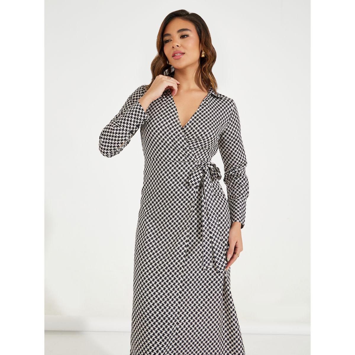 Styli Elevate All Over Print Wrap Maxi Dress with Tie-Waist-women-clothing-dresses-image-2