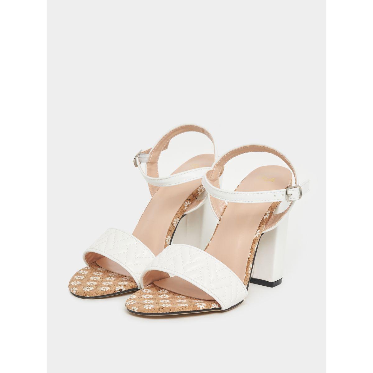 Styli Quilted Block Heels Sandals with Ankle Strap-women-shoes-heels-image-2