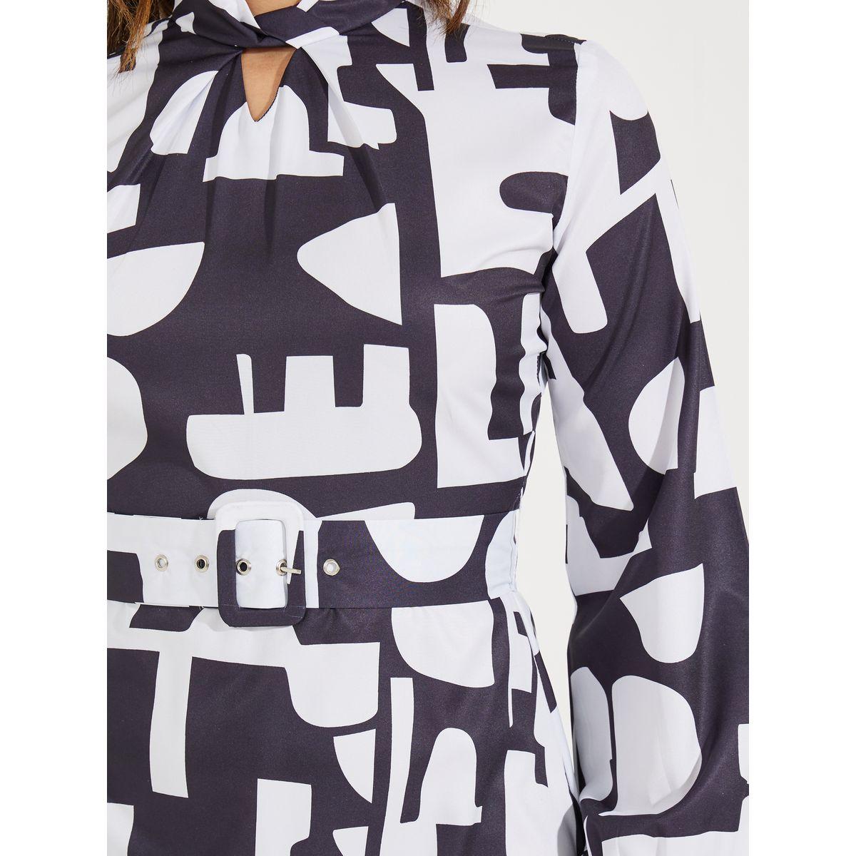 Styli Elevate Twisted Keyhole Neck Belted Midi Dress-women-clothing-dresses-image-3