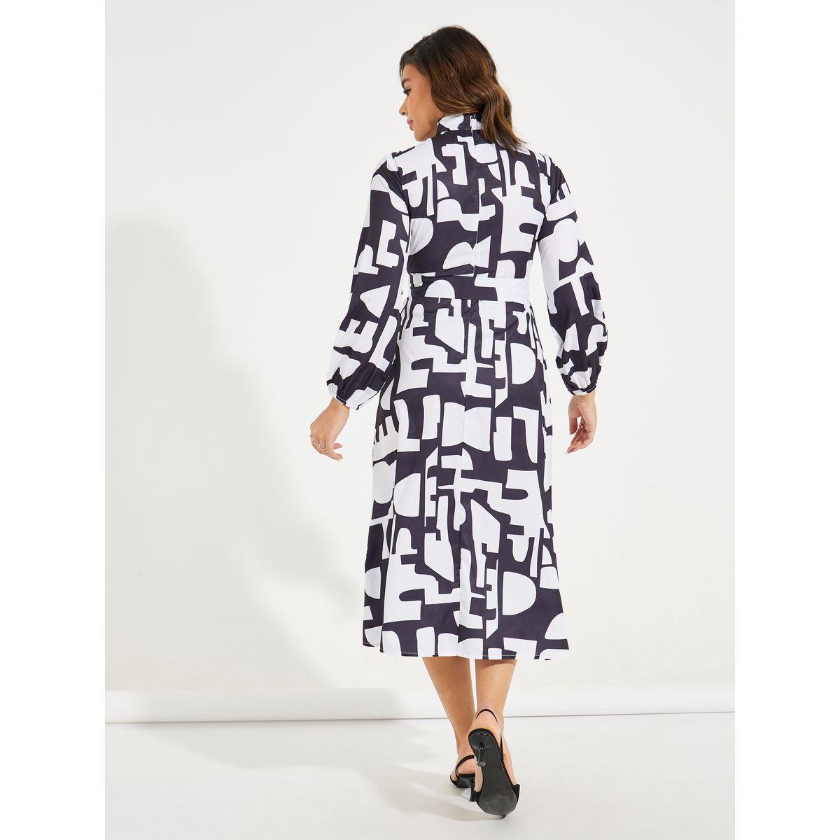 Styli Elevate Twisted Keyhole Neck Belted Midi Dress-women-clothing-dresses-image-6