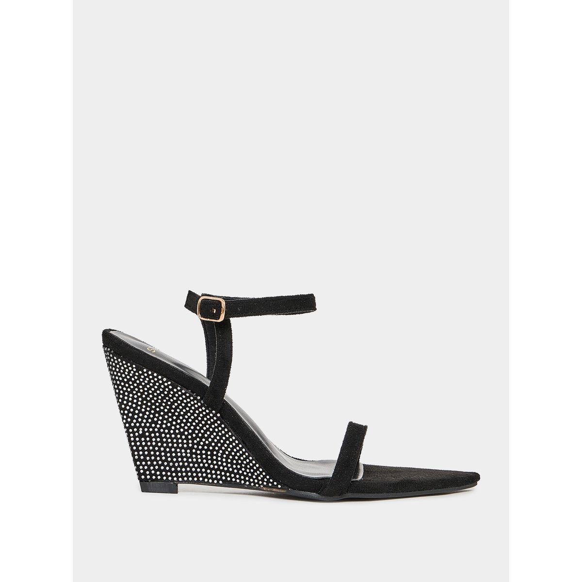 Styli Rhinestone Decor Ankle Strap Wedge Sandals-women-shoes-heels-image-1