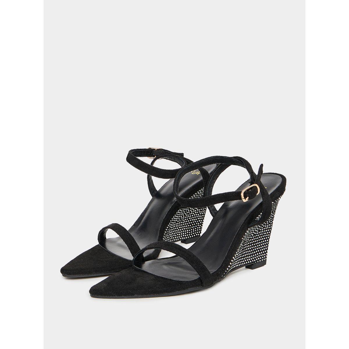 Styli Rhinestone Decor Ankle Strap Wedge Sandals-women-shoes-heels-image-2