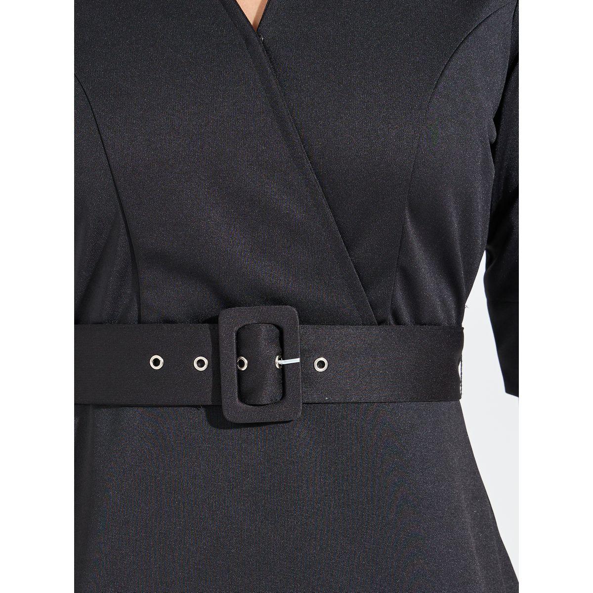 Styli Elevate Solid Sheath Midi Dress with Belt Detail-women-clothing-dresses-image-3