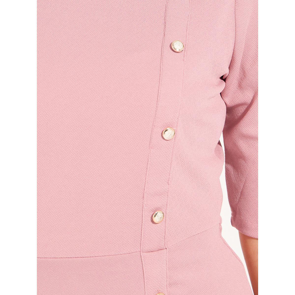 Styli Elevate Button Detail Sheath Midi Dress with Front Slit-women-clothing-dresses-image-3