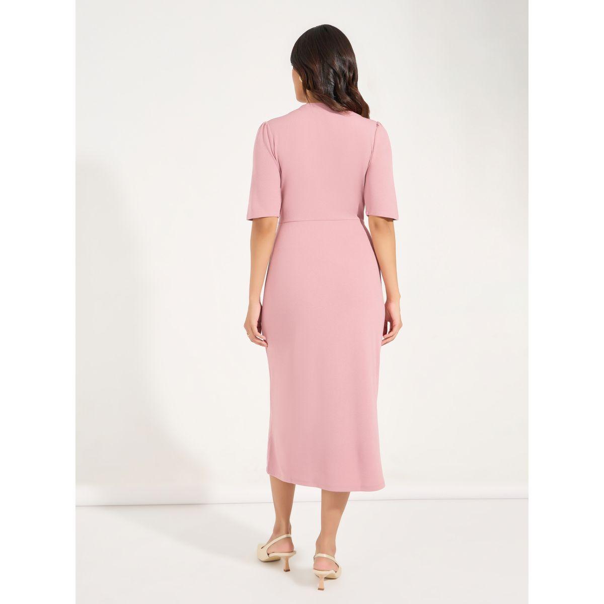 Styli Elevate Button Detail Sheath Midi Dress with Front Slit-women-clothing-dresses-image-6