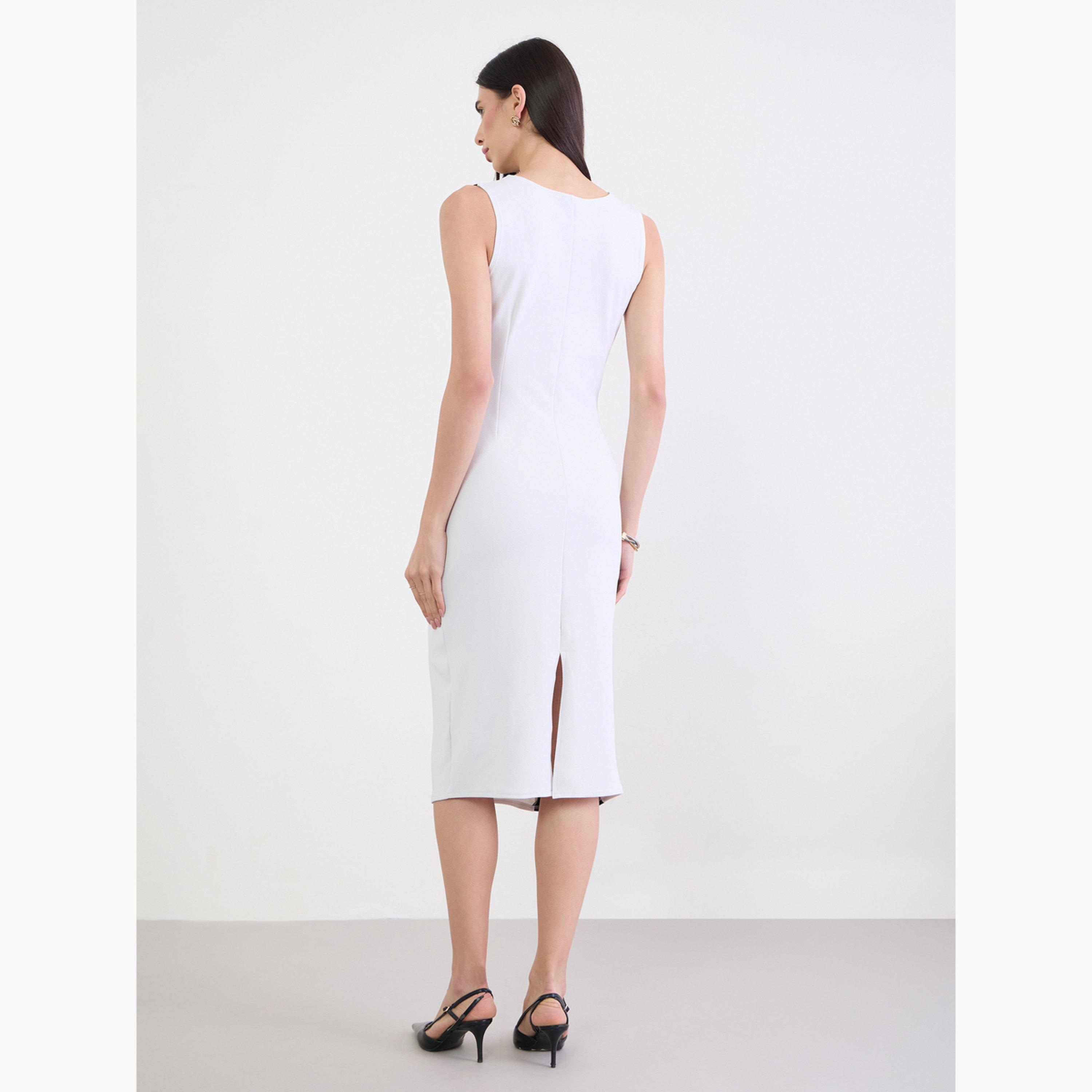 Styli White Color Block Sheath Midi Dress-women-clothing-dresses-image-3