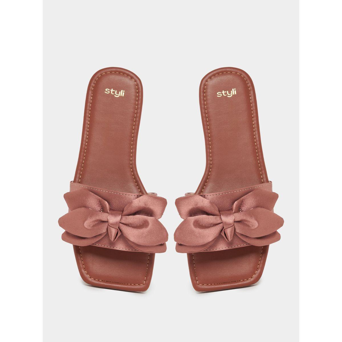 Styli Bow Design Flat Sandals-women-shoes-sandals-flats-image-5