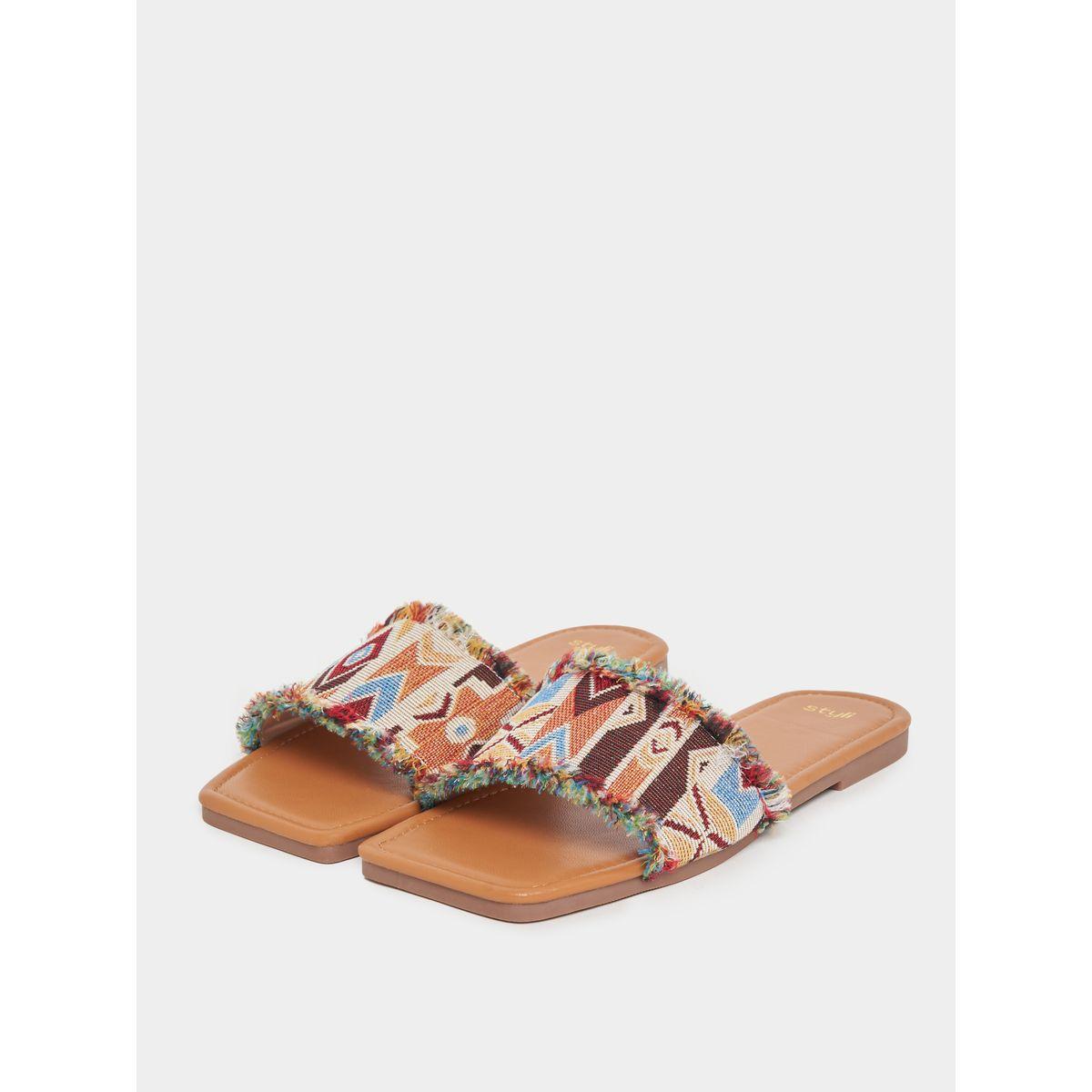 Styli Patterned Strap Flat Sandals-women-shoes-sandals-flats-image-2