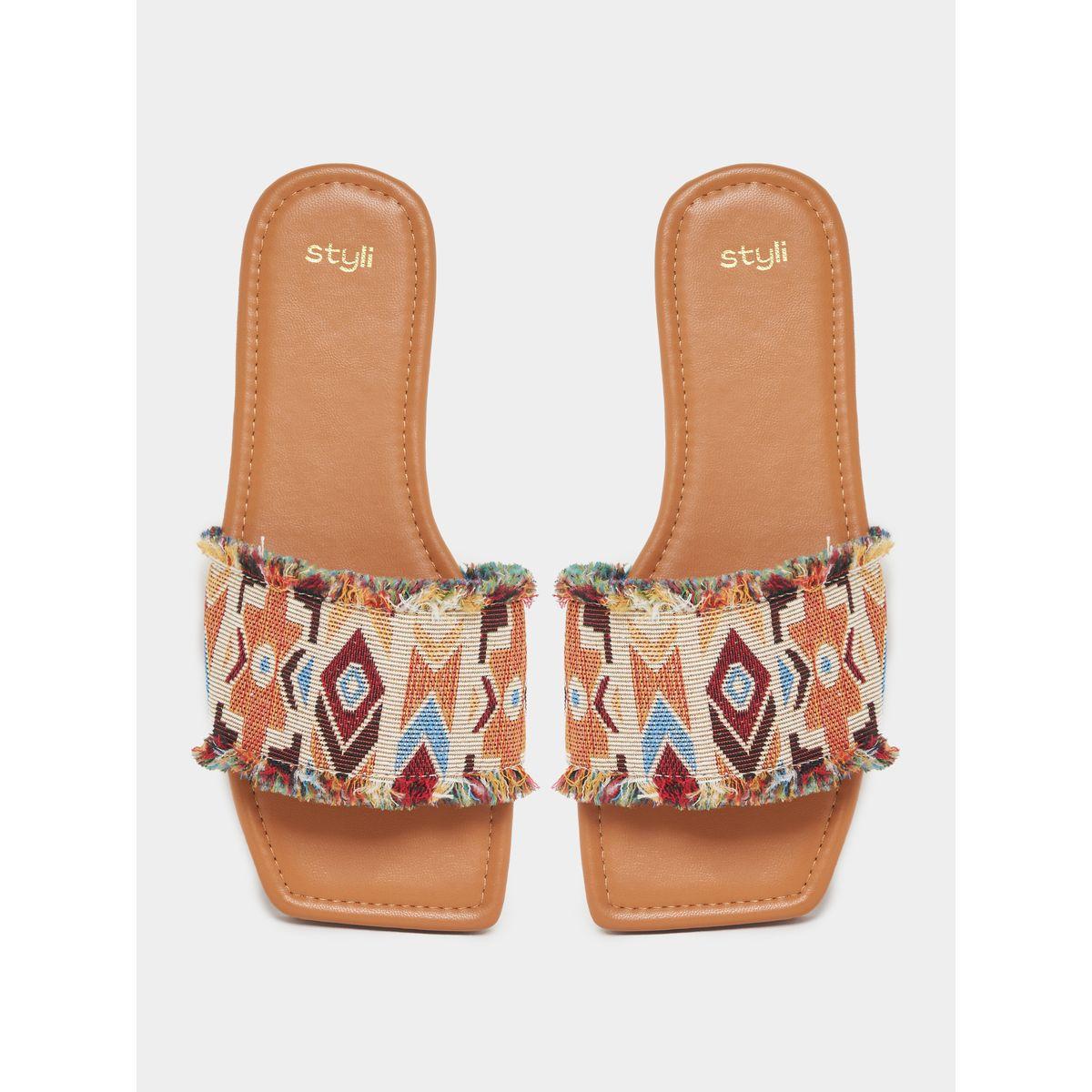 Styli Patterned Strap Flat Sandals-women-shoes-sandals-flats-image-5