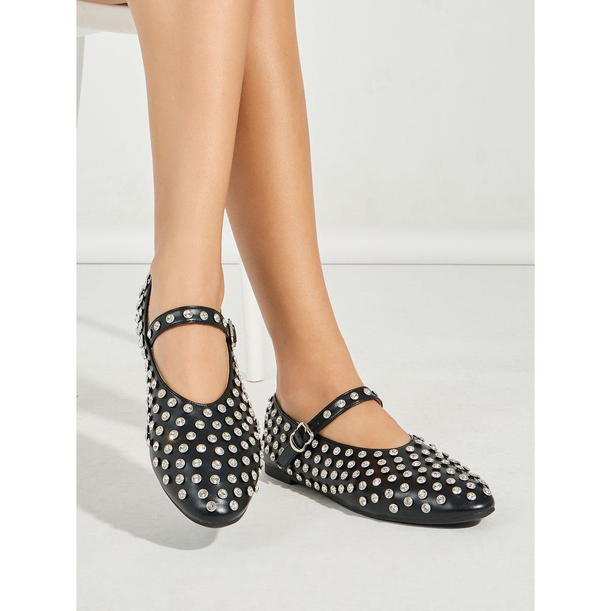 Styli Embellished Round Toe Shoes with Buckle-women-shoes-sandals-flats-image-1
