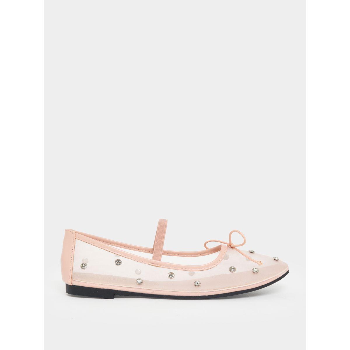 Styli Crystal Embellished Mesh Ballerina Shoes-women-shoes-loafersandmoccasins-image-1