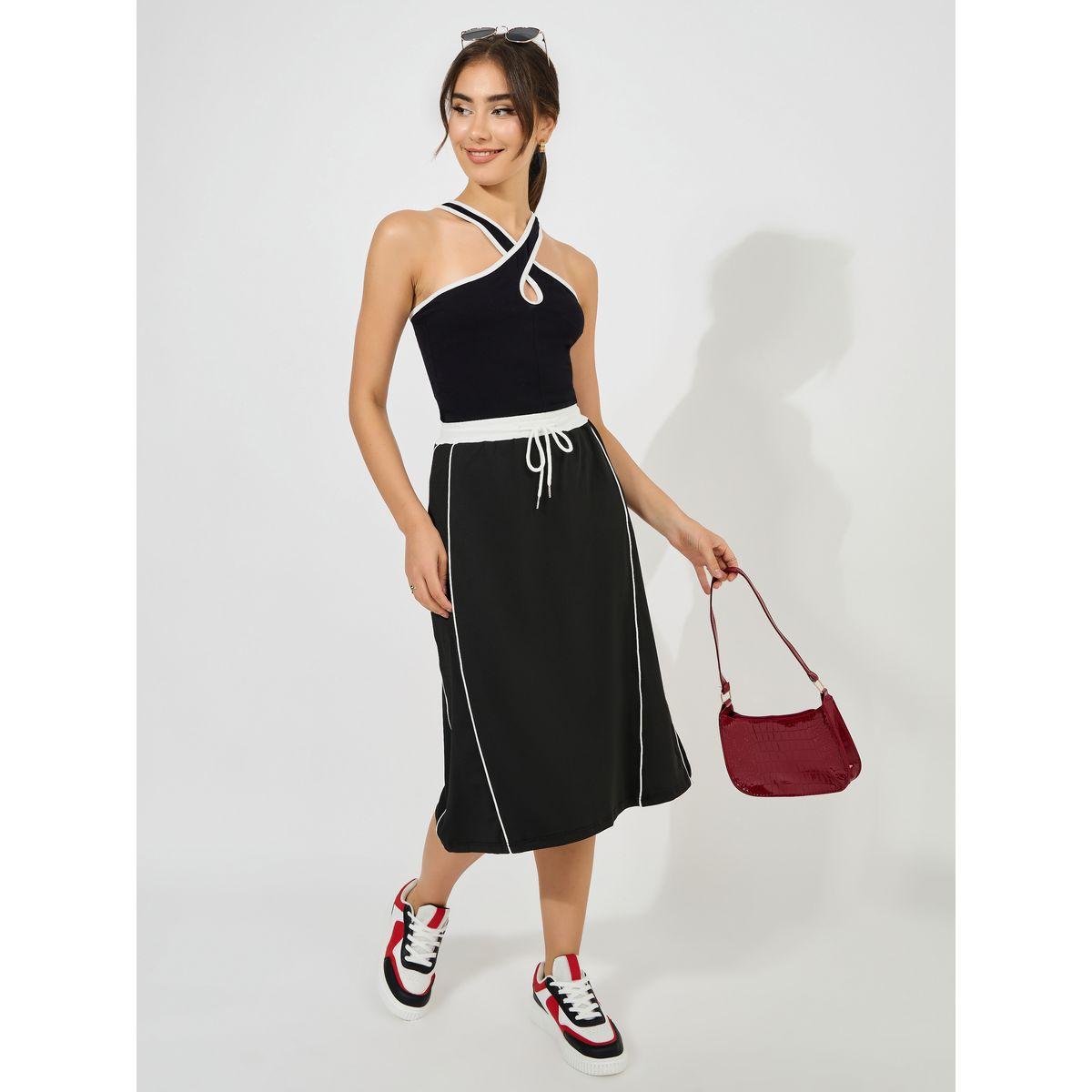 تنورة ميدي بتفاصيل محزوزة مع اربطة-women-clothing-bottoms-skirts-image-1