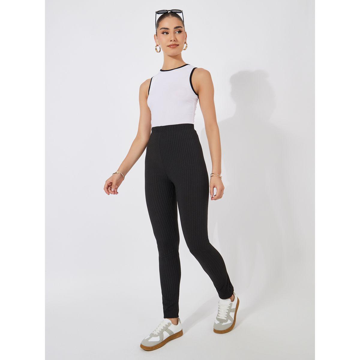 Styli Ribbed Leggings with Elasticated Waistband-women-clothing-bottoms-leggings-image-2
