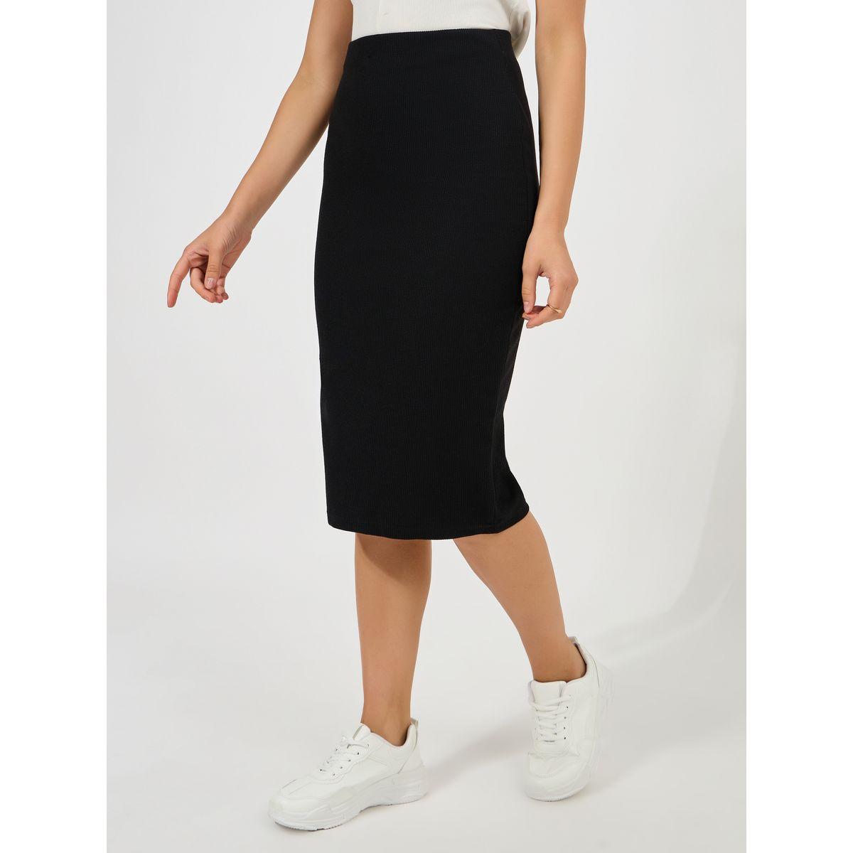 تنورة ميدي مضلعة مع خصر مطاطي-women-clothing-bottoms-skirts-image-2