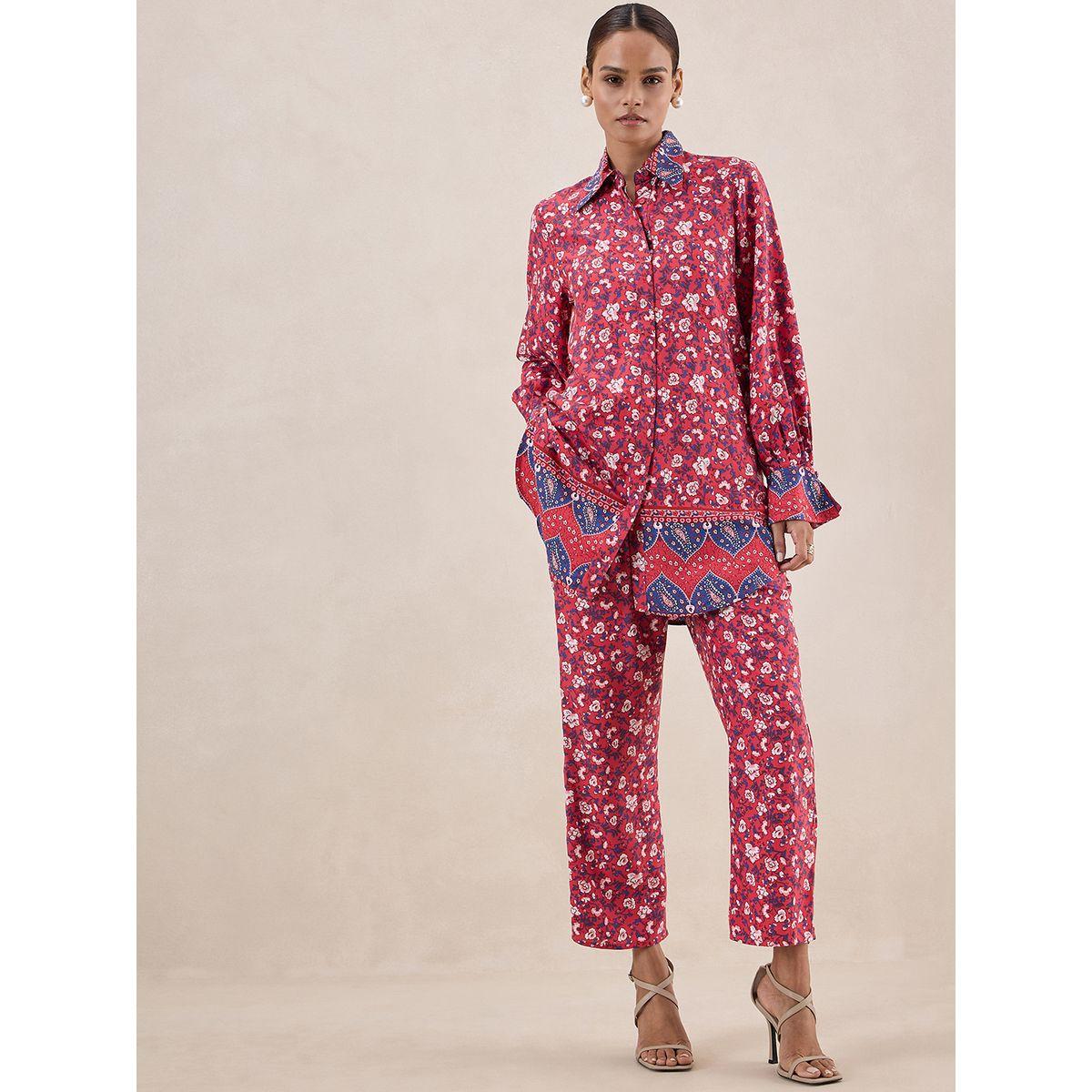 طقم منسق من بنطال مع بلوزة مطبعة بزهور فِميلا × ستايلي-women-clothing-coordsets-image-1