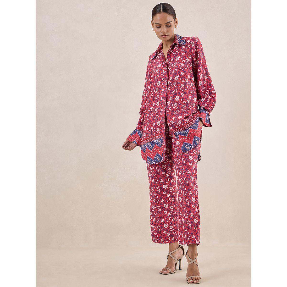 طقم منسق من بنطال مع بلوزة مطبعة بزهور فِميلا × ستايلي-women-clothing-coordsets-image-4