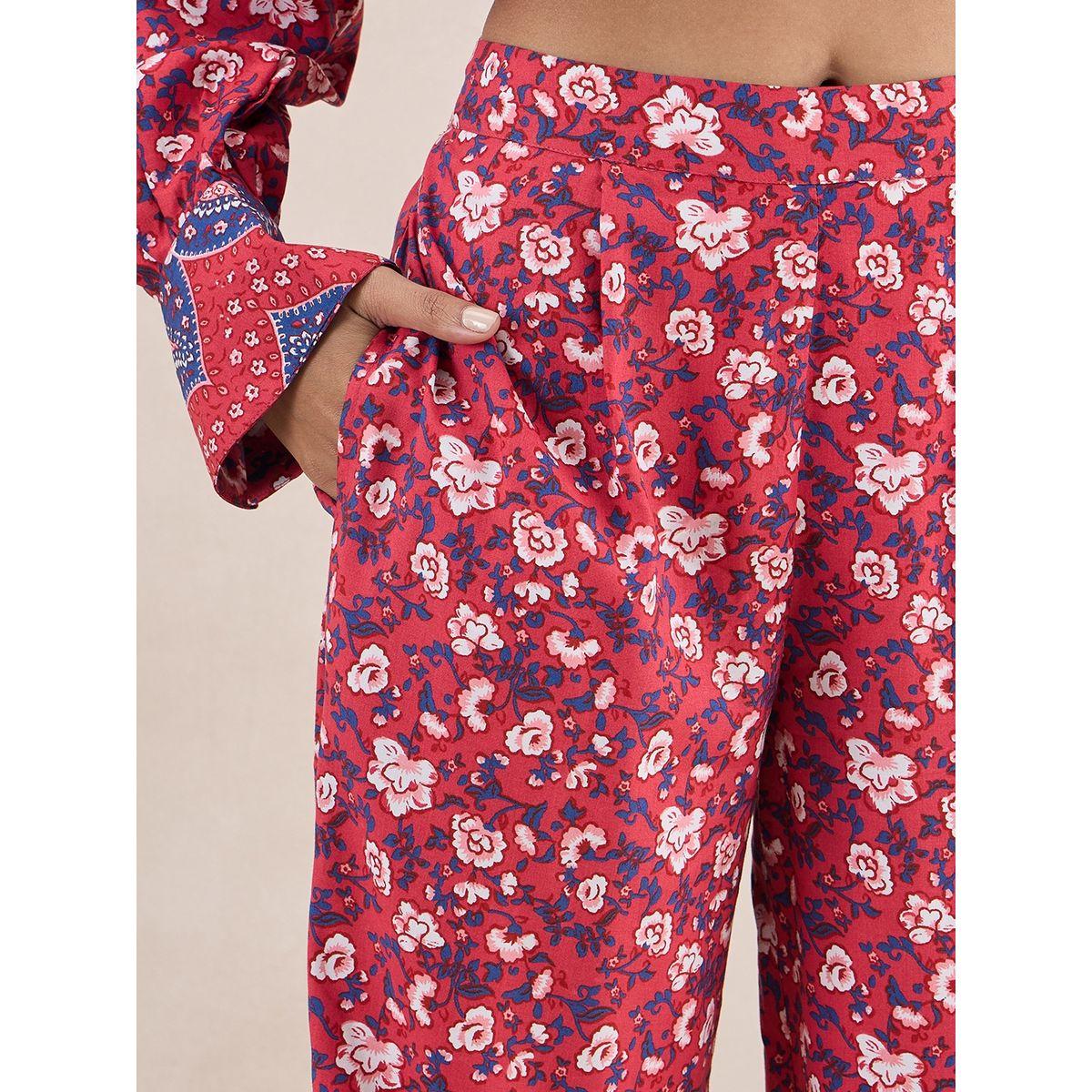 طقم منسق من بنطال مع بلوزة مطبعة بزهور فِميلا × ستايلي-women-clothing-coordsets-image-8