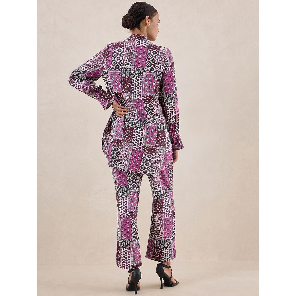 طقم منسق من بنطال وبلوزة بطبعة وشاح فِميلا × ستايلي-women-clothing-coordsets-image-5