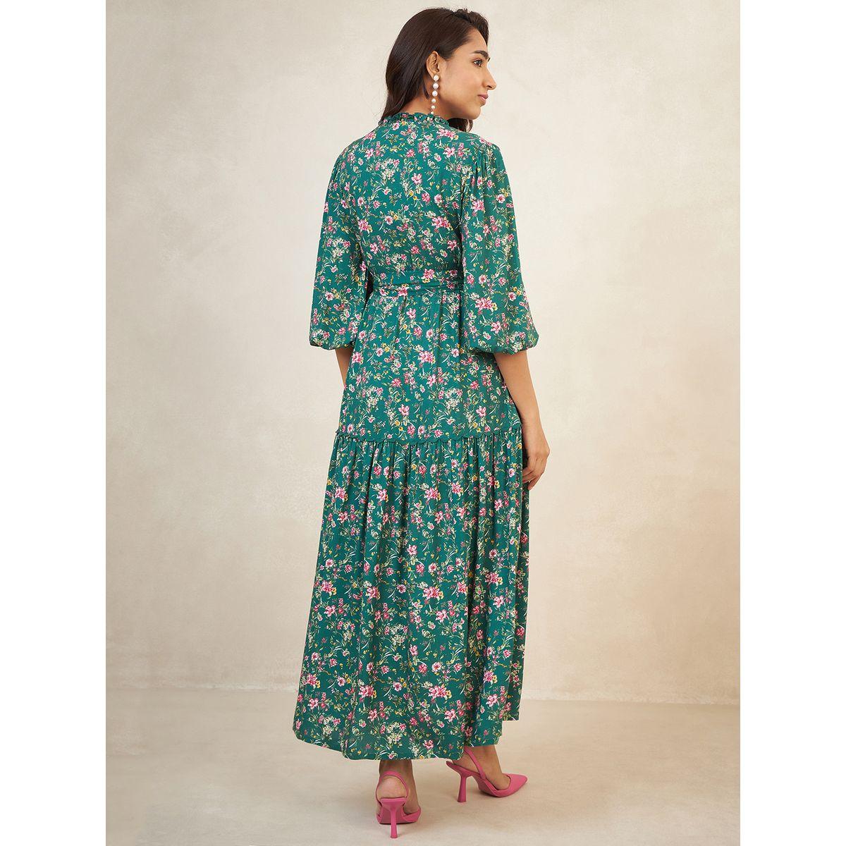 Femmella X Styli  Notch Neck Floral Print A-Line Maxi Dress-women-clothing-dresses-image-4
