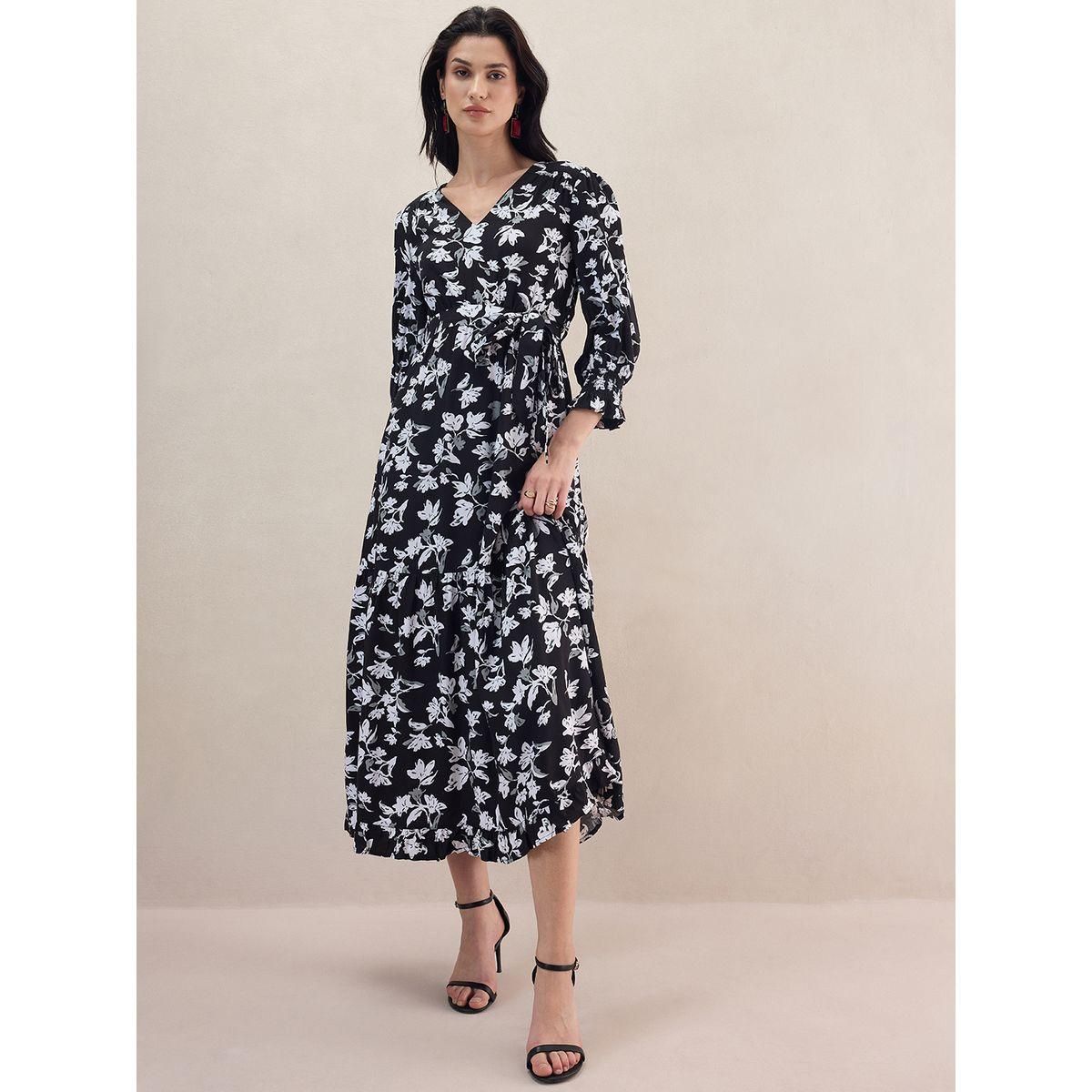 فستان ميدي مطبع بزهور مع كسرات فِميلا × ستايلي-women-clothing-dresses-image-5