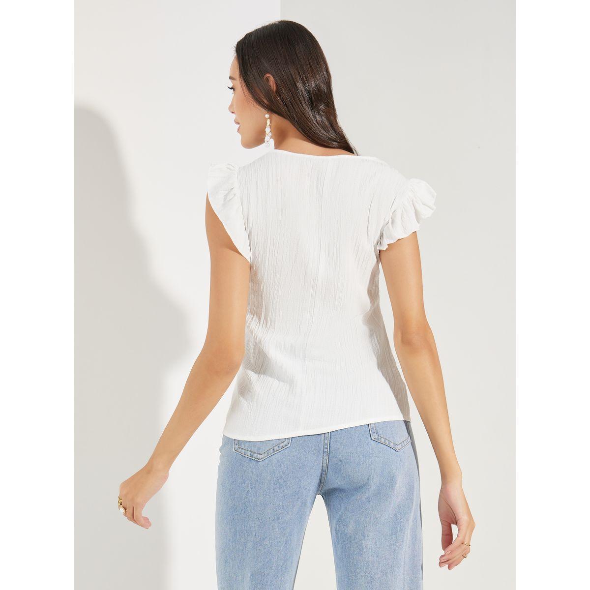 بلوزة بتفاصيل مُطرّزة مع اكمام كشكش كولورفول × ستايلي-women-clothing-shirtsandblouses-blouses-image-4