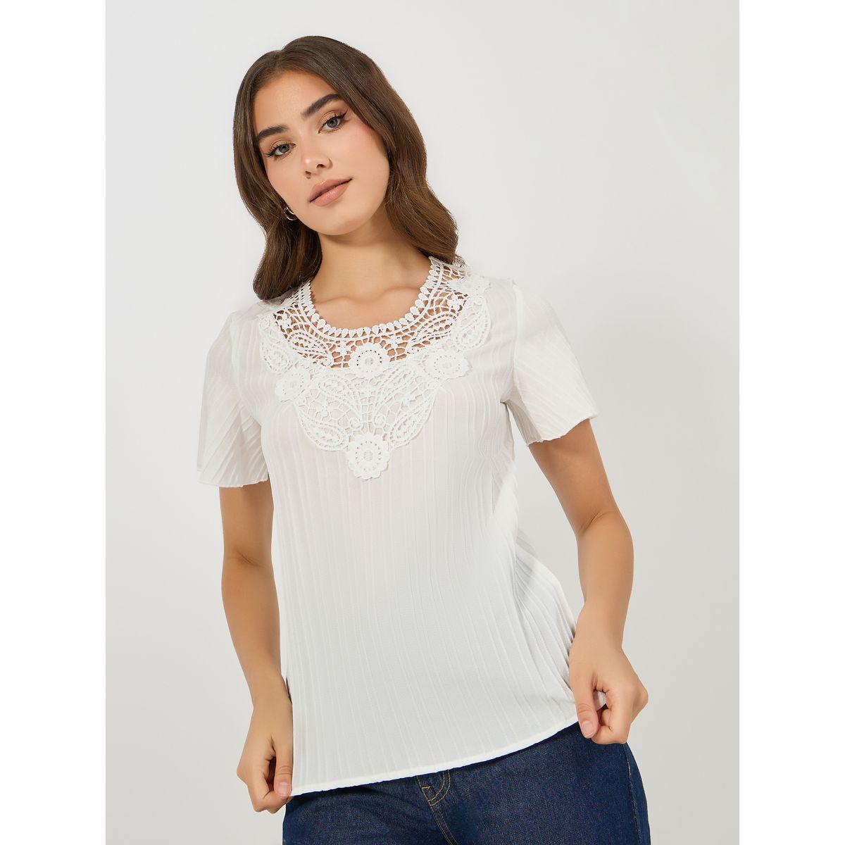 Colorful X Styli  Lace Front Detail Textured Blouse-women-clothing-shirtsandblouses-blouses-image-3