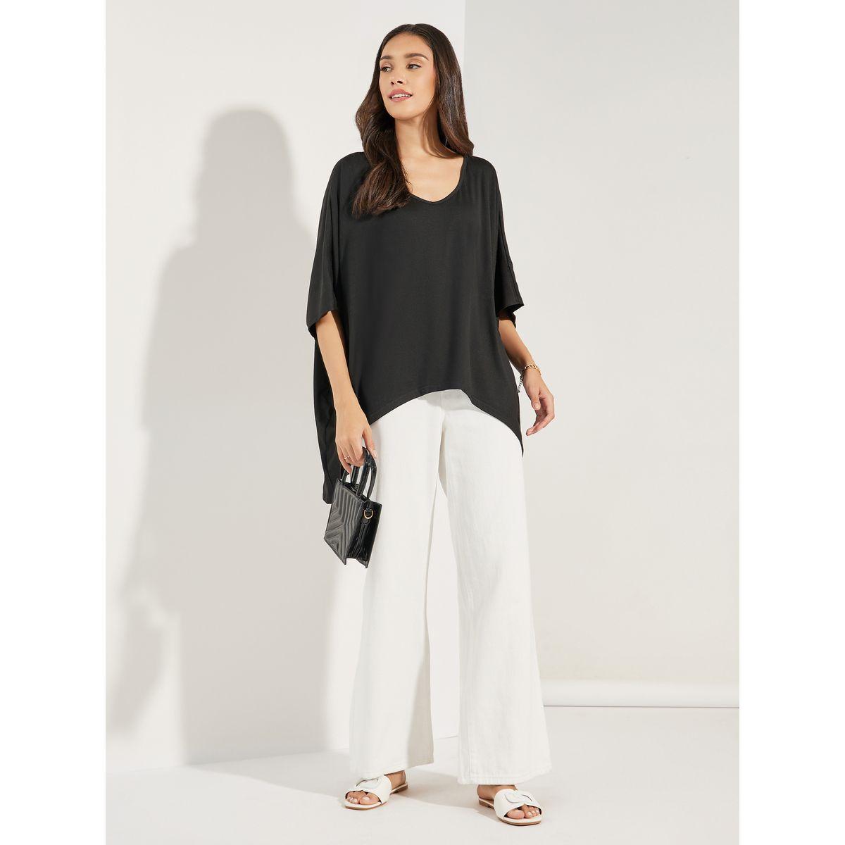Colorful X Styli  Oversized V Neck Batwing Sleeves Top-women-clothing-shirtsandblouses-blouses-image-2