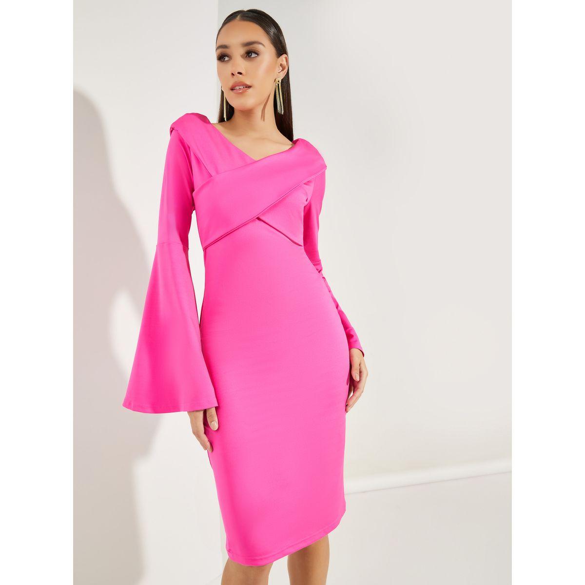 فستان بديكون بطول الركبة ونمط كروس كولورفول × ستايلي-women-clothing-dresses-image-2