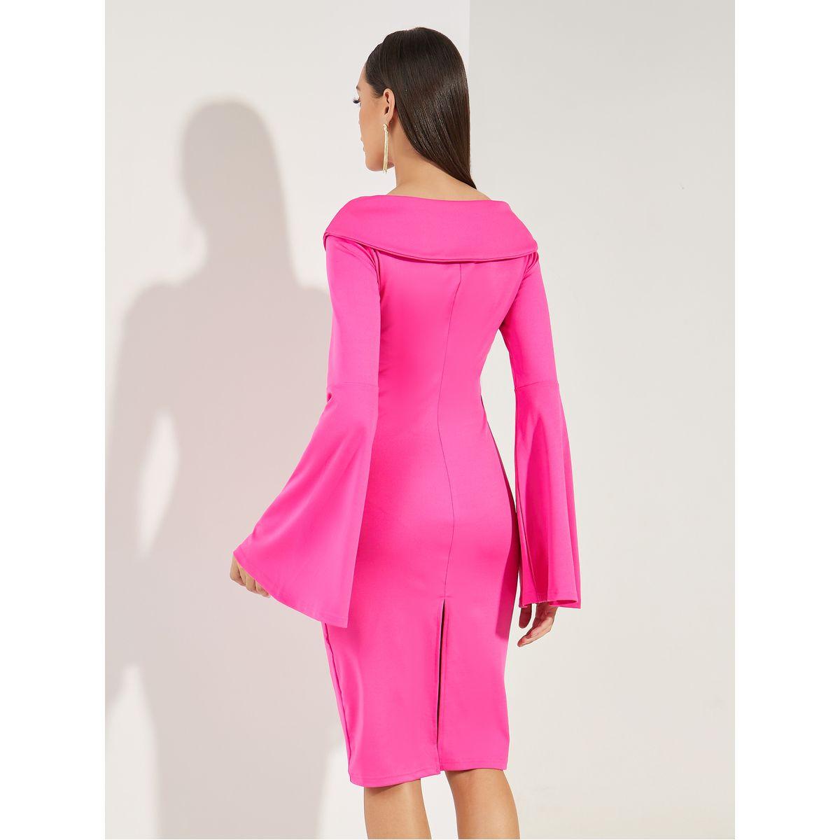 فستان بديكون بطول الركبة ونمط كروس كولورفول × ستايلي-women-clothing-dresses-image-4