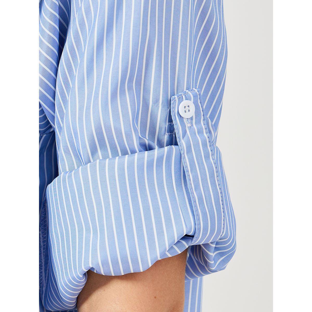 Colorful X Styli  Half Placket Striped Oversized Shirt-women-clothing-shirtsandblouses-shirts-image-4