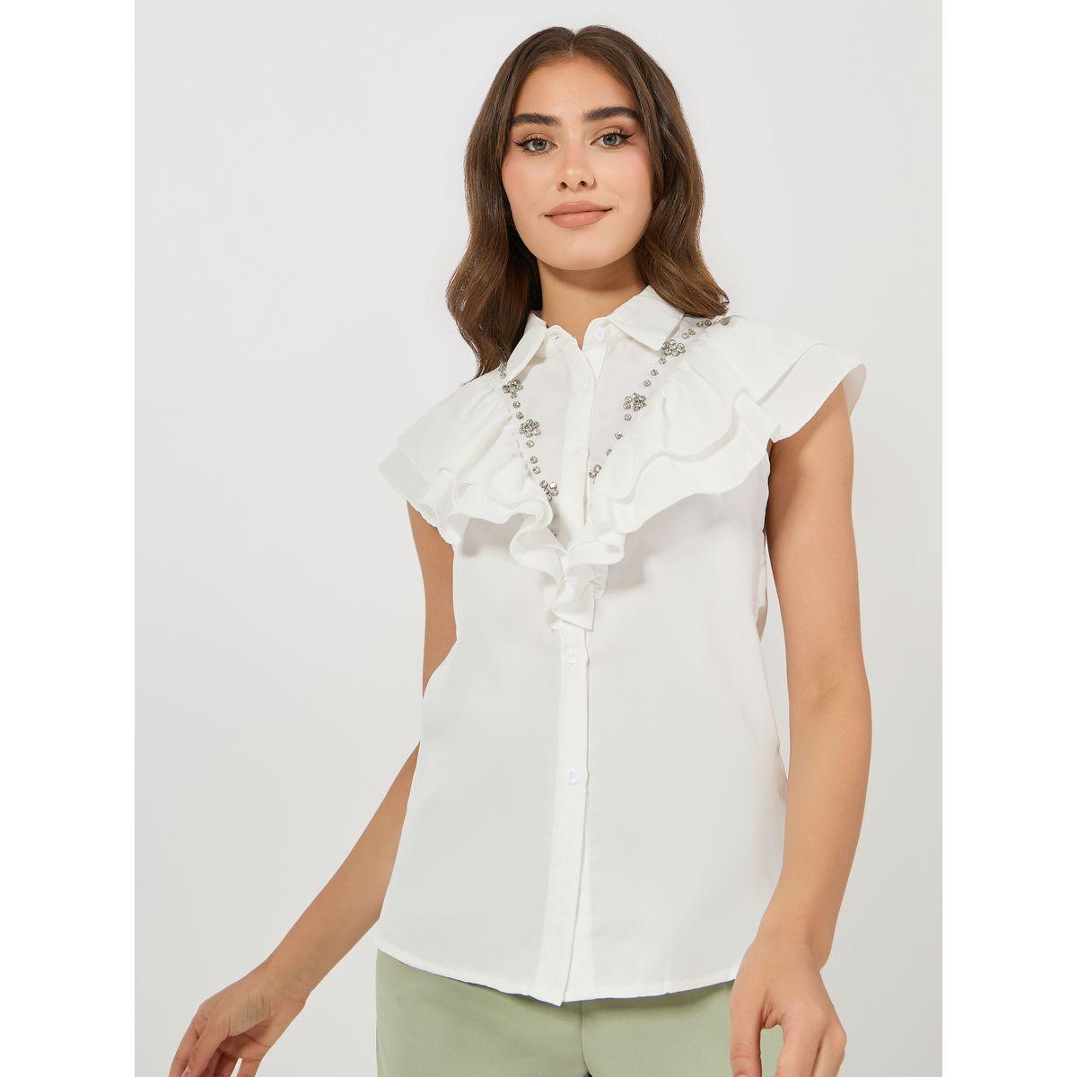 بلوزة منمقة مع طبقات وكشكش كولورفول × ستايلي-women-clothing-shirtsandblouses-shirts-image-3