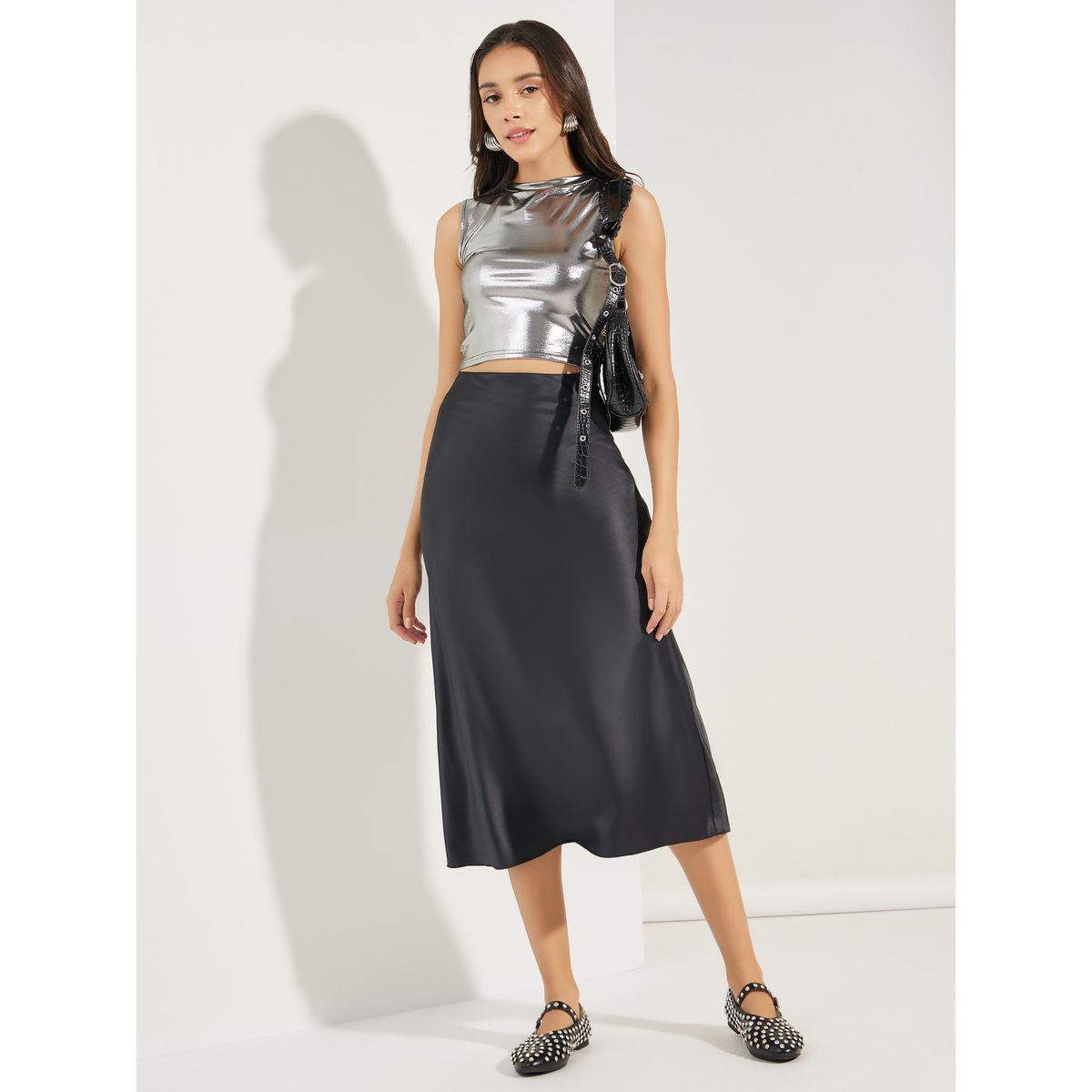 Colorful X Styli  Metallic High Neck Crop Top-women-clothing-shirtsandblouses-blouses-image-2