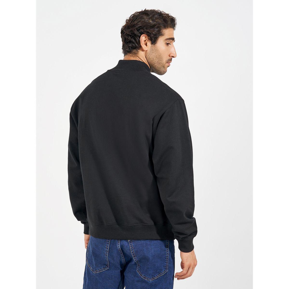 Styli Half-Zip Relaxed Fit Fleece Sweatshirt with Front Seam Detail-men-winterwear-hoodiesandsweatshirts-image-4