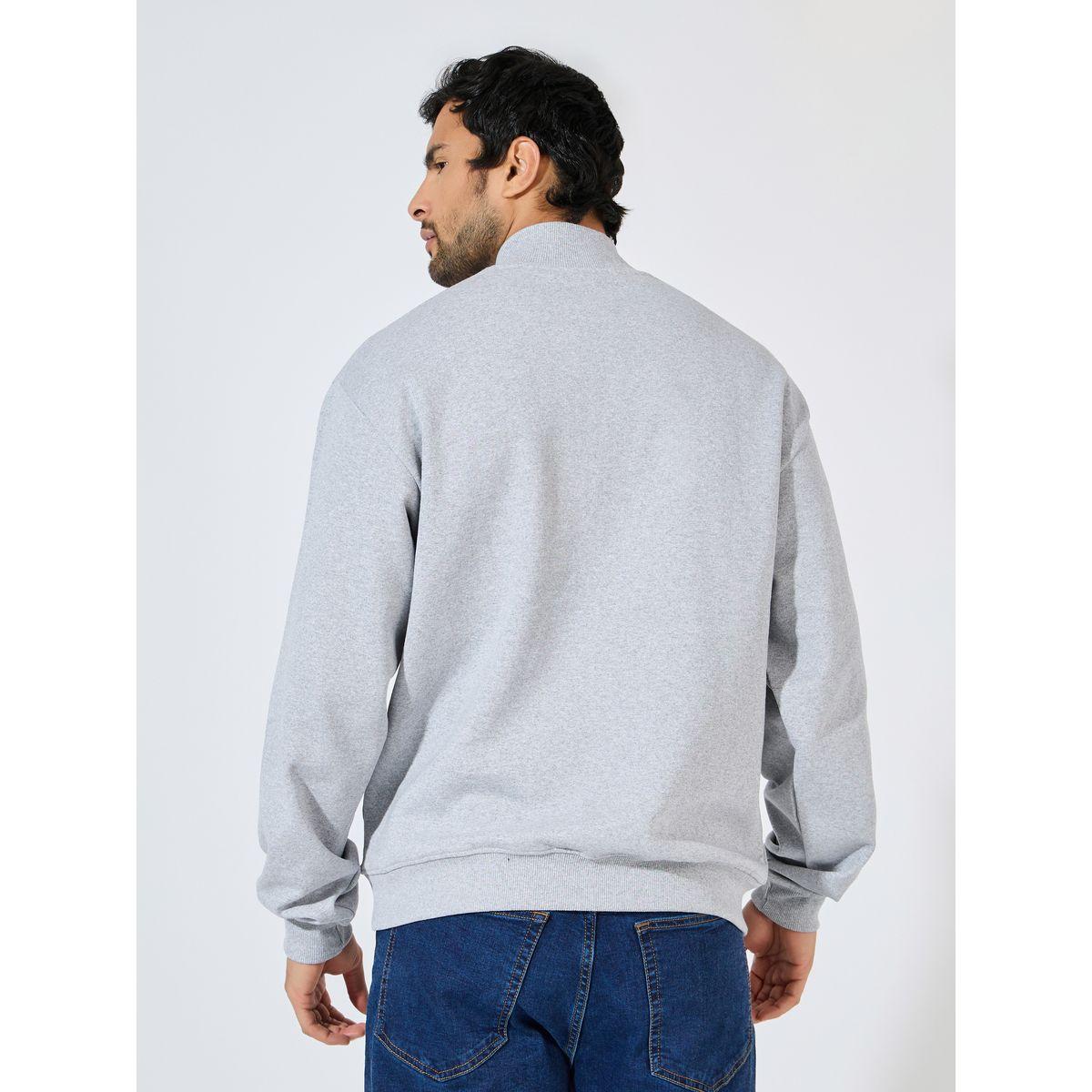 Styli Quarter Zip Relaxed Sweatshirt In Fleece With Front Seam Detail-men-winterwear-hoodiesandsweatshirts-image-5