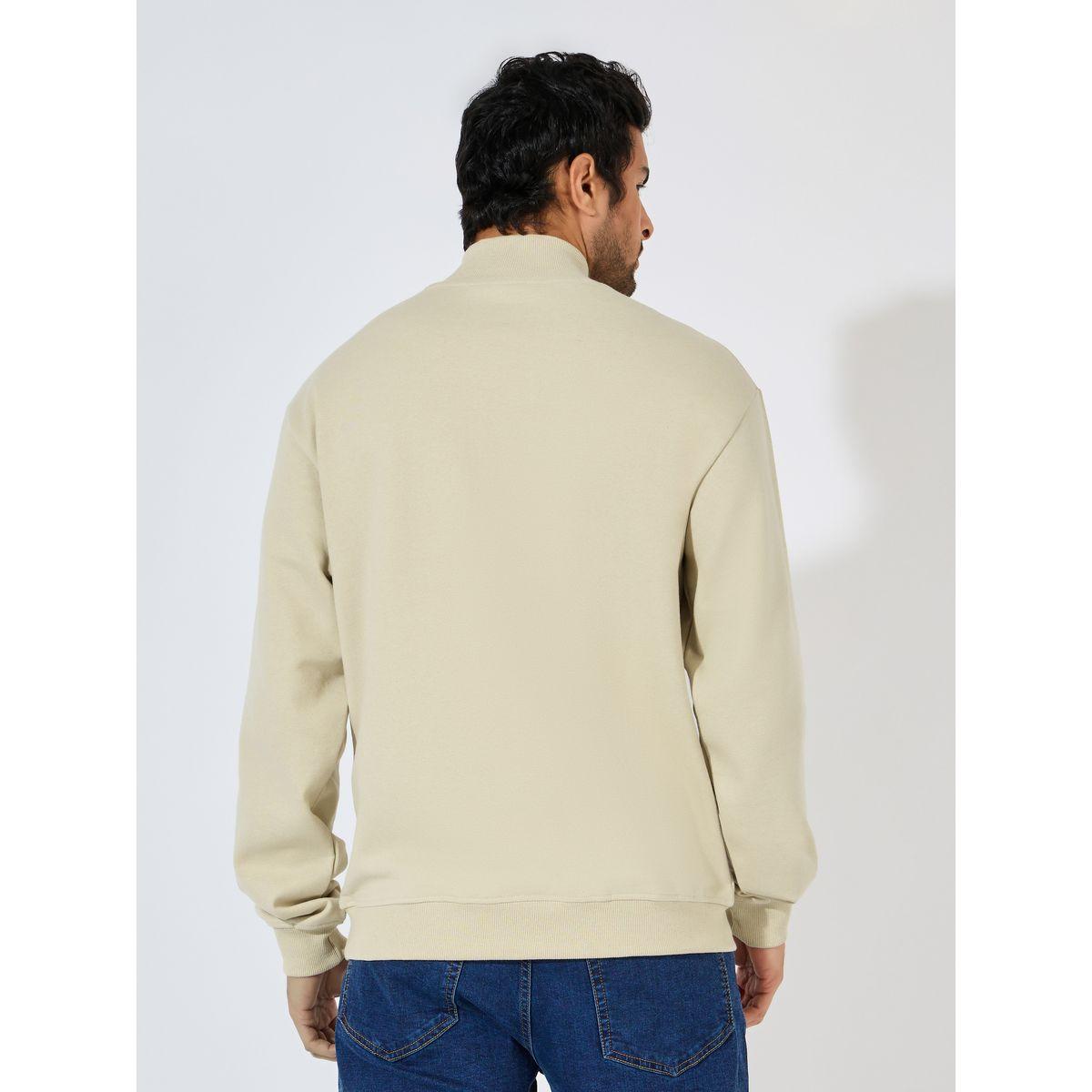 Styli Quarter Zip Relaxed Sweatshirt In Fleece With Front Seam Detail-men-winterwear-hoodiesandsweatshirts-image-4