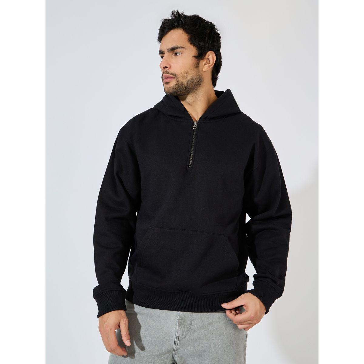 Styli Quarter Zip Relaxed Fit Fleece Hoodie-men-winterwear-hoodiesandsweatshirts-image-1