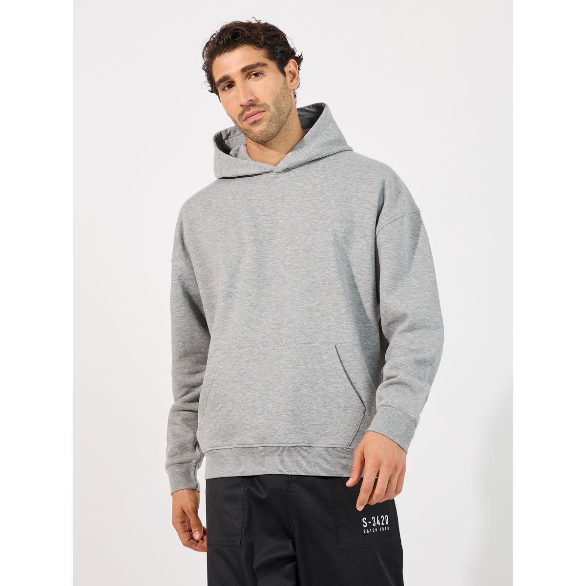 هودي فضفاض فليس بجيوب كانجارو-men-winterwear-hoodiesandsweatshirts-image-1